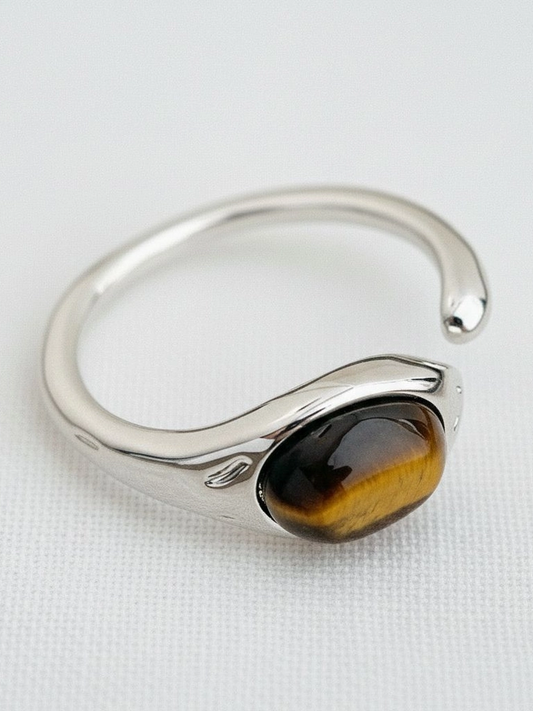 27 Geometric Tiger Eye Ring